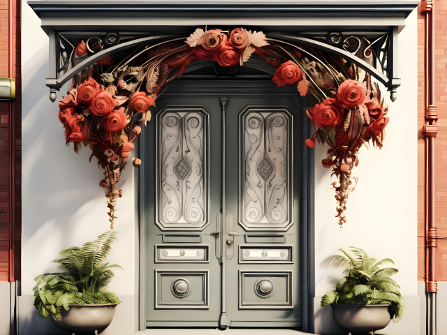 Une marquise de porte fleurie