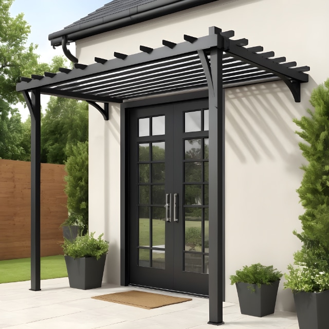 Marquise pergola noire sur terrasse